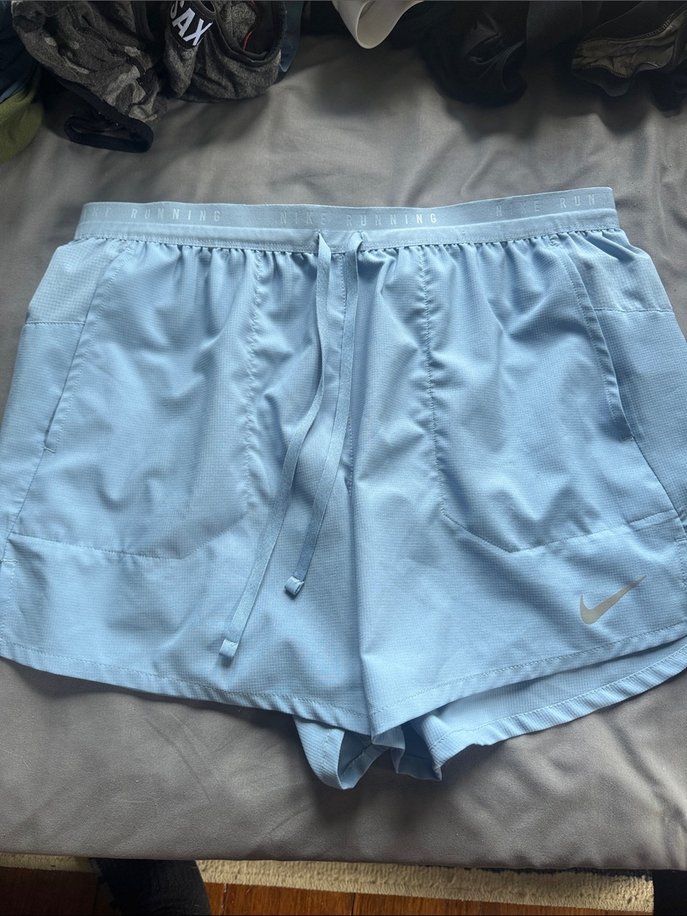 Nike Light Blue Men’s Stride Running Shorts with Brief Liner